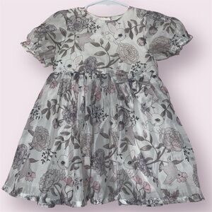 H&M Floral Easter Spring Dress - Soft Pink and Gray size 12-18 months
